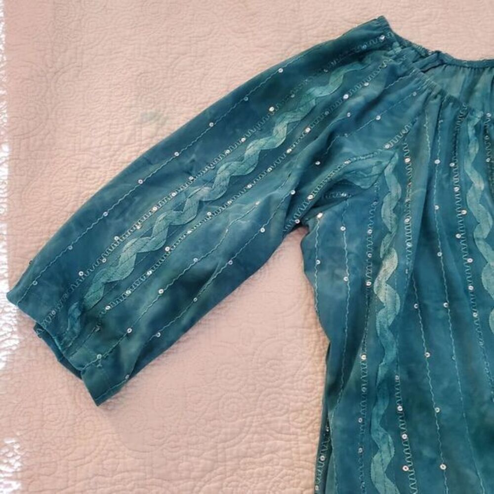 Shannon Ford New York Shirt Tunic Blouse Pullover Tie Dye Embroidered Sequins 2X - Picture 3 of 11